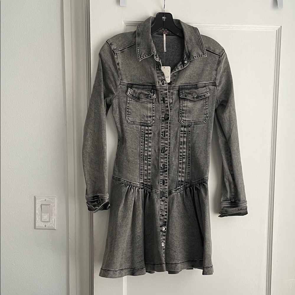 Free People Grayish Black Denim Dress
